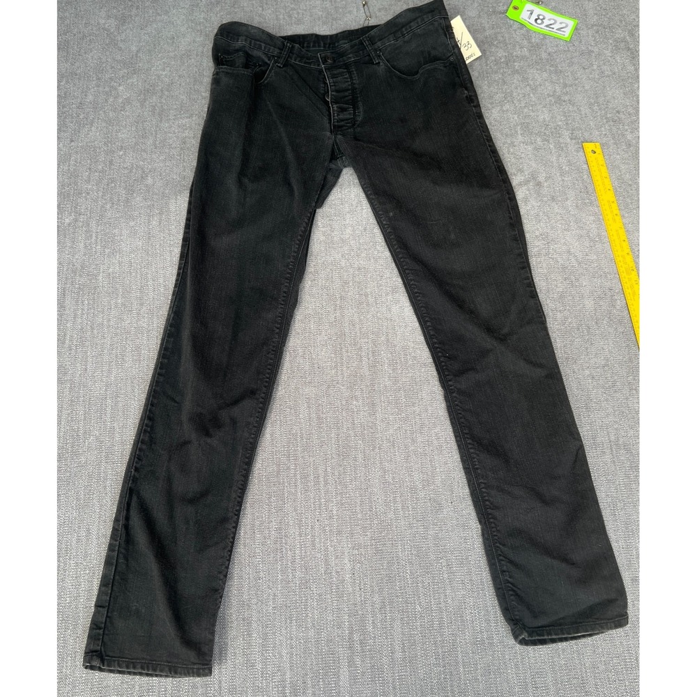 Ksubi Slim Fit Jeans Mens 36x33 Black Denim 5-Pockets Straight Leg Button Fly